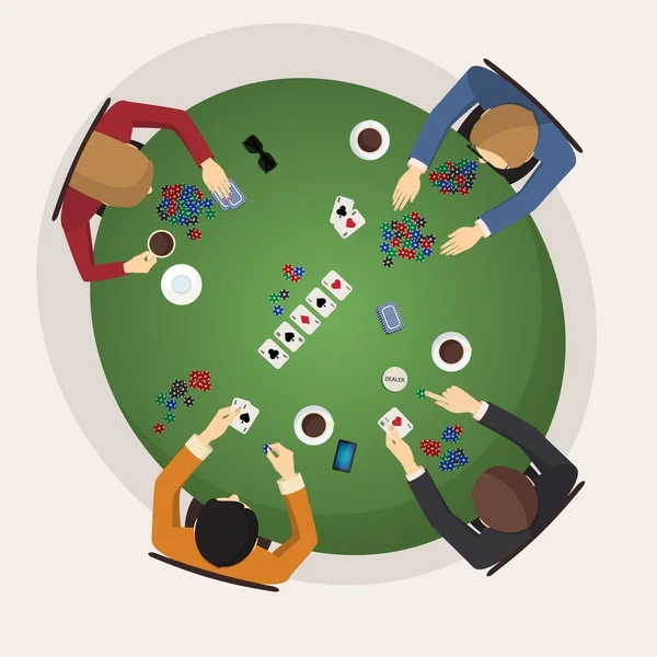 Jeu à domicile, jeu, tournoi amical, trois du genre, hétéro, jeu de poker — Image vectorielle