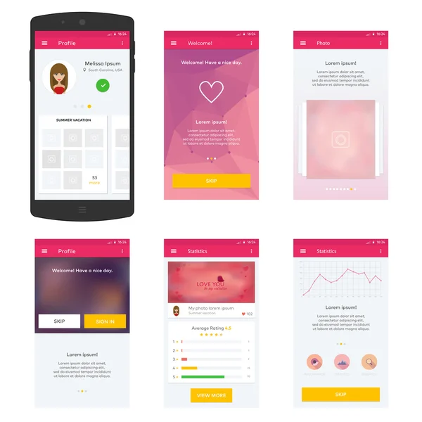 Platte Mobile Web Ui Concept voor mobiel — Stockvector