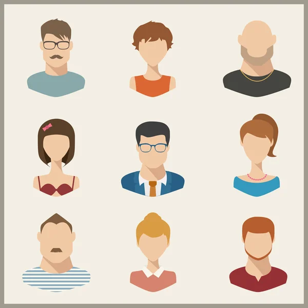 Mensen iconen, peolple avatars, vlakke stijl — Stockvector
