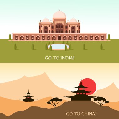 Tourism for China and India clipart