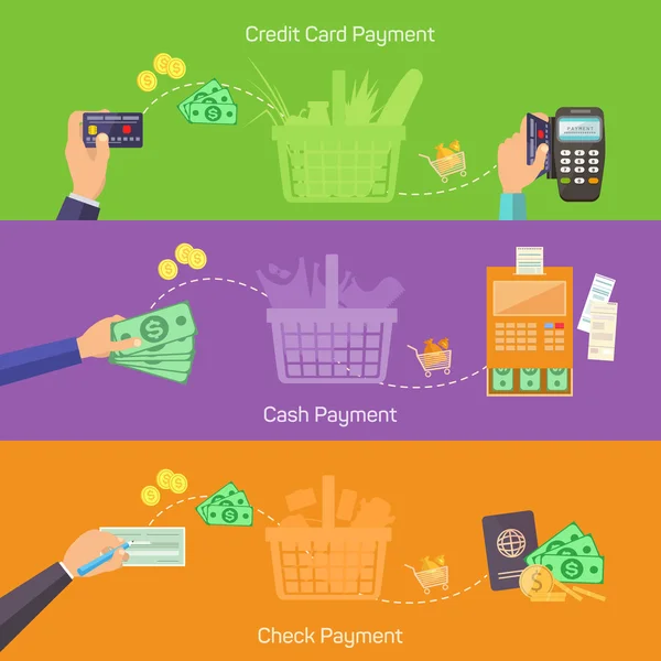 Concepts for online shopping, delivery and payment methods. — 图库矢量图片