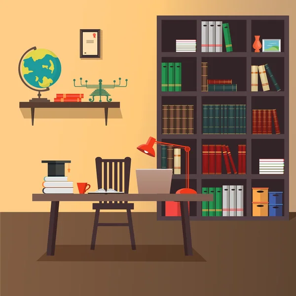 Vector illustration of modern home office workspace — 스톡 벡터