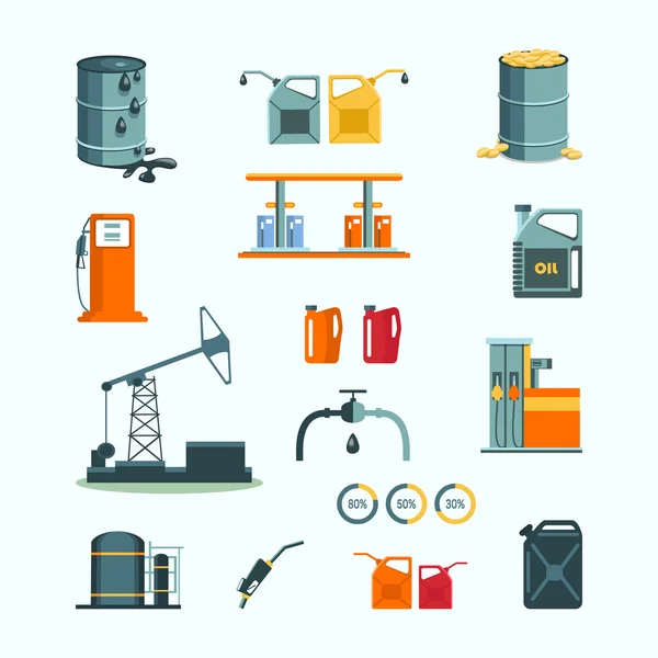 Industrie pétrolière et pétrolière objets vectoriels — Image vectorielle