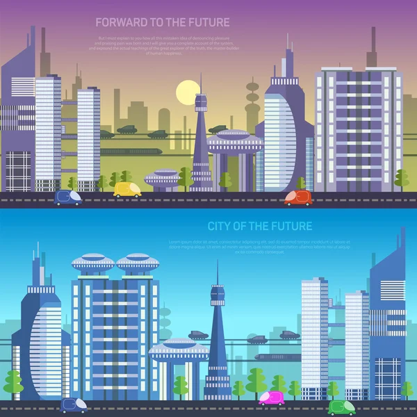 Ciudad vectorial del futuro — Vector de stock