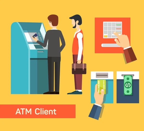 ATM-machine geld storting en terugtrekkingsmethodes. — Stockvector