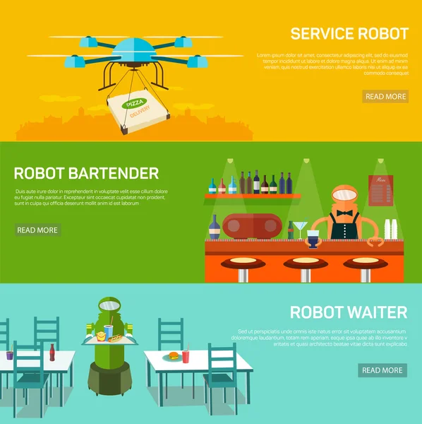 Robots  design concept set with service robot