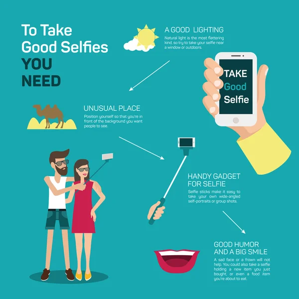 Los mejores consejos selfie — Vector de stock