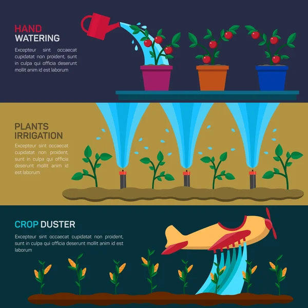 Rega automática de aspersores. Agricultura —  Vetores de Stock