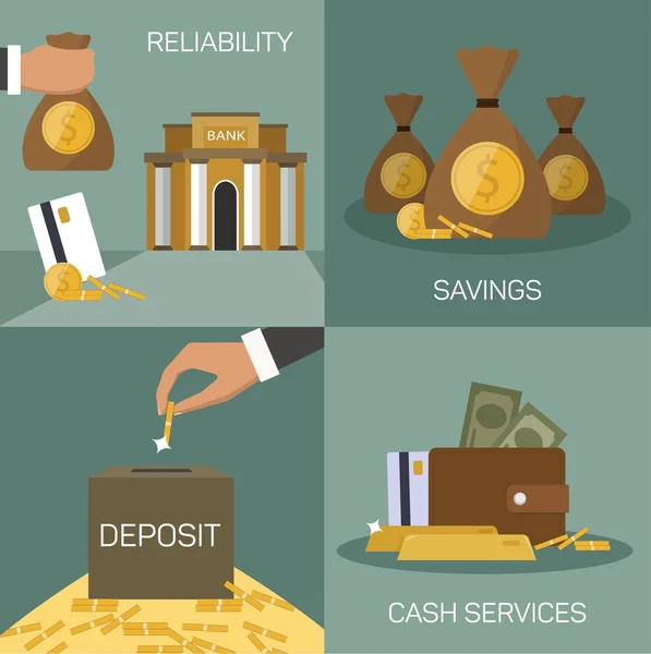 Vector set of banking concepts in flat style — Stock Vector