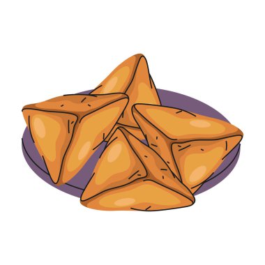 Lübnan turtası ya da daha şişman, orta doğu yemekleri. Vektör Arap yemeği ya da et ya da peynirle doldurulmuş fırında hamur işi. Üçgen şeklinde Arapça yemek. Asya yemeği ya da aperatif, meze ya da başlangıç. Aşçı, aşçı