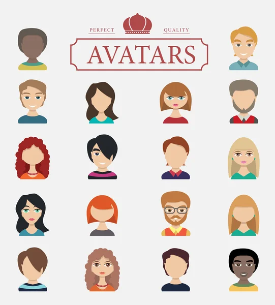 Σύνολο των avatars. Vector εικονογράφηση, επίπεδη εικονίδια — Διανυσματικό Αρχείο