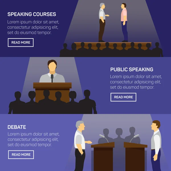 Public speaking design concept set — 图库矢量图片