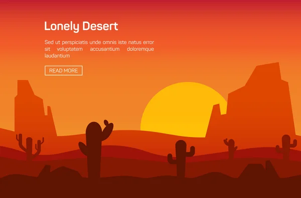 Horizontal banner with lonely desert — ストックベクタ