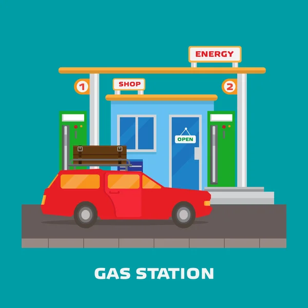 Benzin istasyonu — Stok Vektör