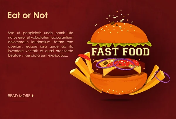 Fast food restaurant poster with beaf meat hamburger emblem — 图库矢量图片
