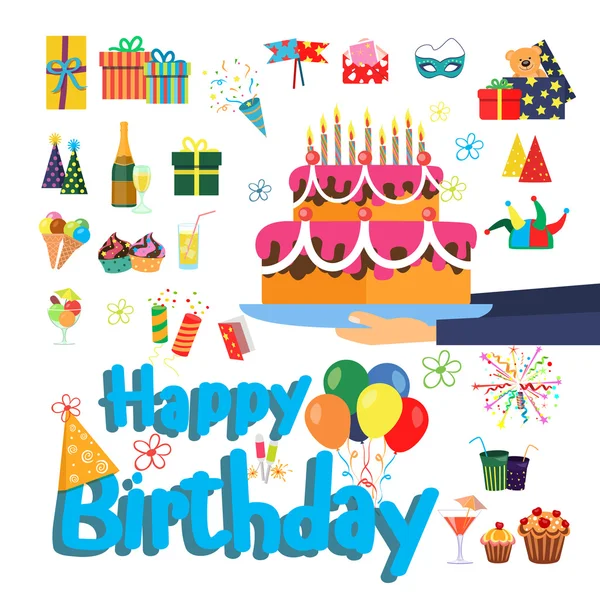 Set of vector birthday party elements.  Designer collection — Stok Vektör