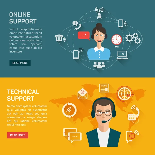 Vector illustration. Online support concept background — Stok Vektör