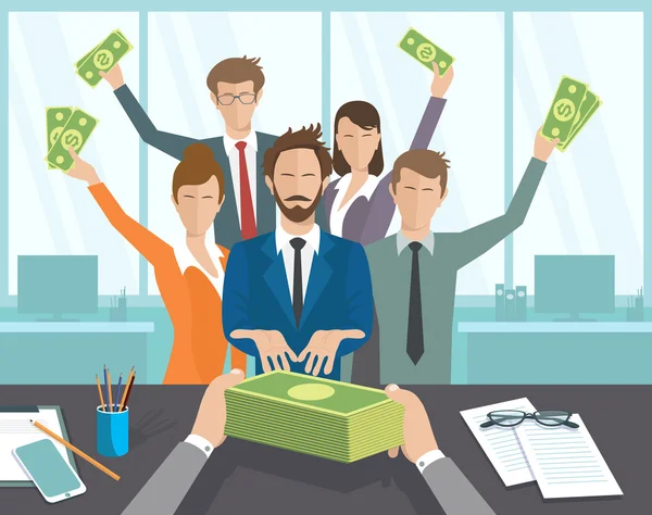 The office manager or workers receive a monthly salary. — Stockvector