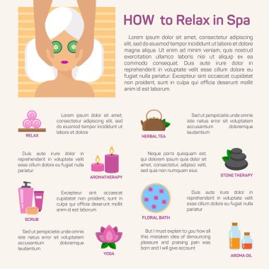 Vektör spa, düz modern tasarım Infographic rahatla