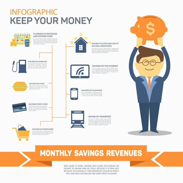 Monthly expenses template. Vector illustration. — Stock Vector