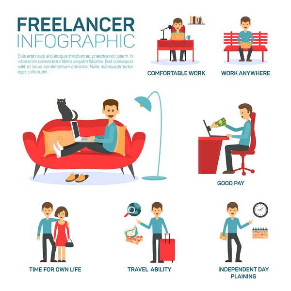 Elementos infográficos freelancer —  Vetores de Stock