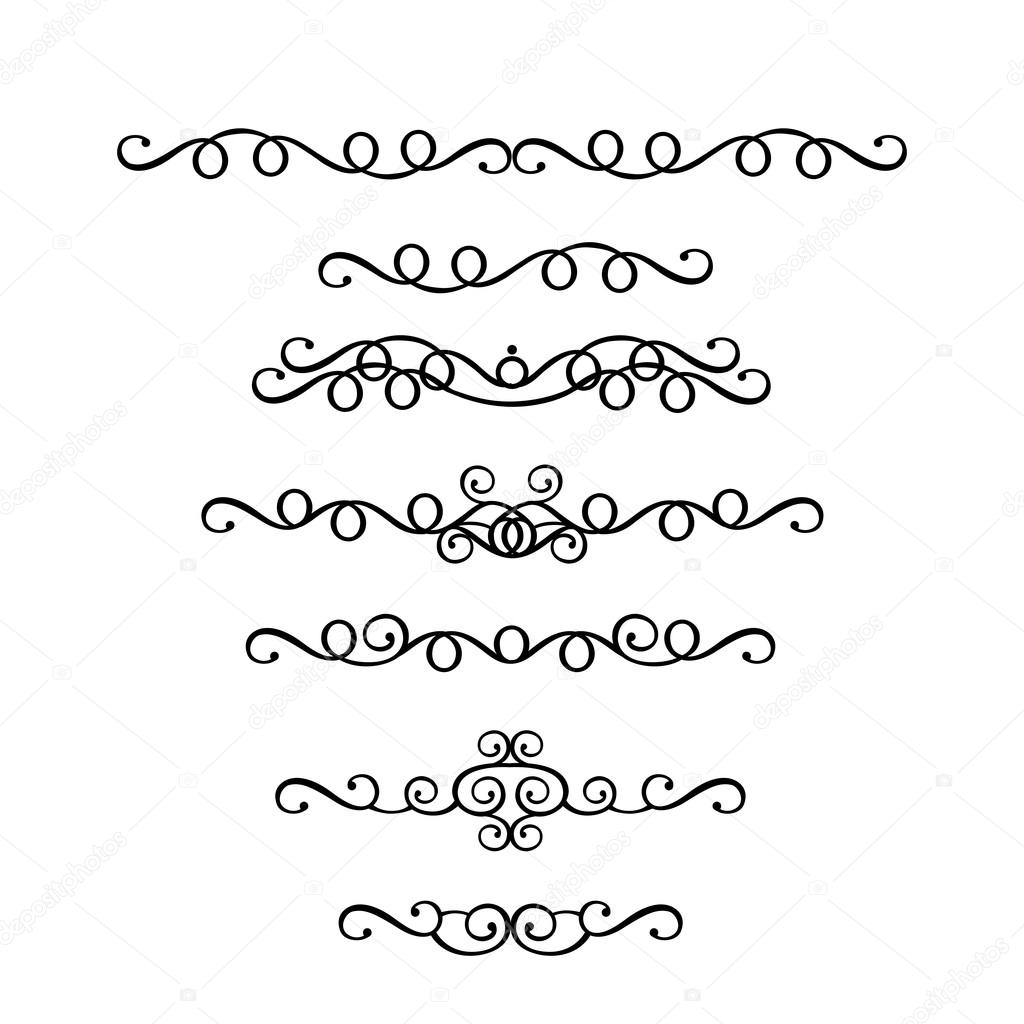 Vector set of vintage ornaments in Victorian style.