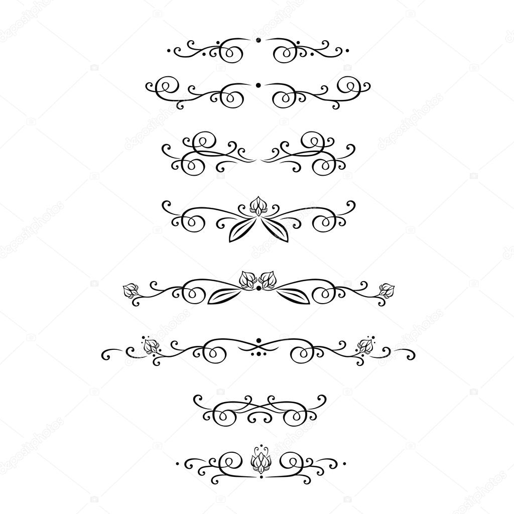 Vector set of calligraphic design elements, page decoration