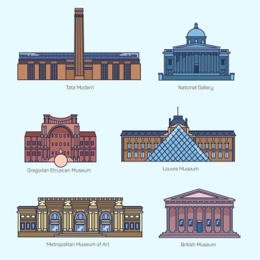 Monuments thin line vector icons. clipart