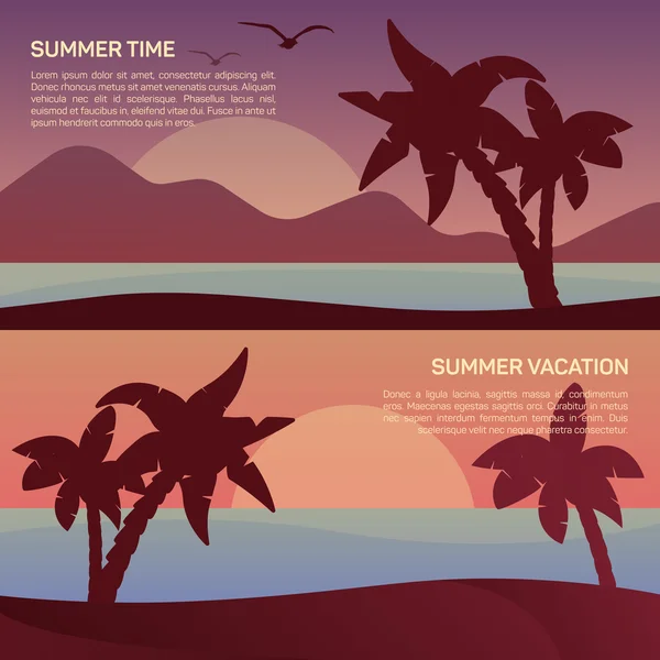 Illustrazione vettoriale del paesaggio nei tropici — Vettoriale Stock