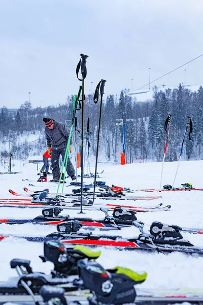 Almacenamiento Esquí Pista Esquí Nevada Rusia — Foto de Stock