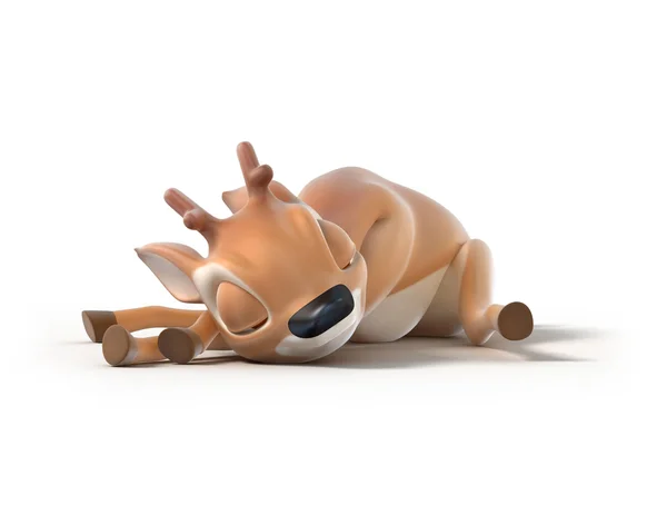 Sleeping little cartoon deer — Stock Photo, Image