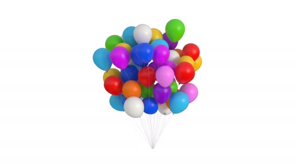 Balónky balónků na bílém pozadí. Krásná 3D animace s alfa matným kanálem. Ultra HD 4K 3840x2160 — Stock video