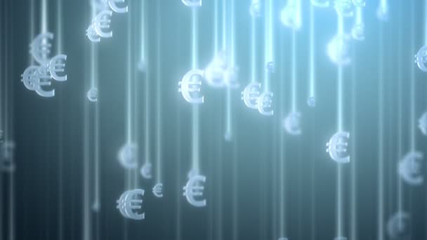 Euro para yağmur arka plan — Stok video