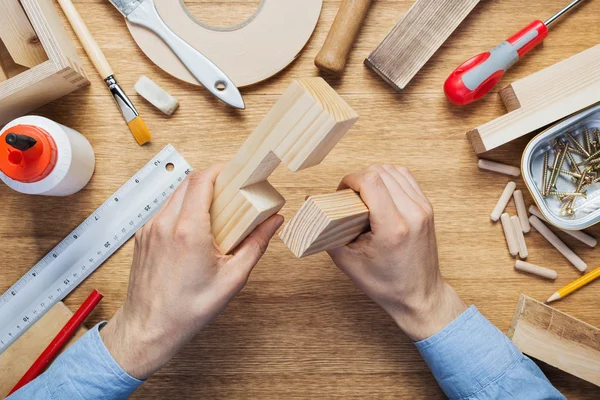 Woodworking workshop table — Stock Photo, Image
