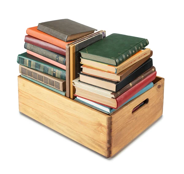 Books in box on white — Stock Photo, Image