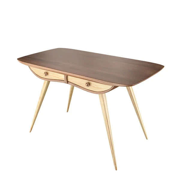 Izolovaný dřevěný stůl se zásuvkami — Stock fotografie