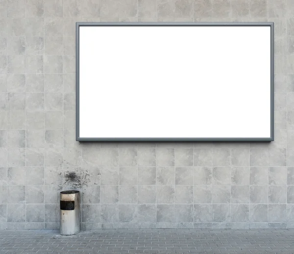 Advertising billboard and trash can — Stock Photo, Image