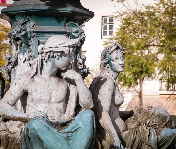 Lizbońskiej fontanna placu Rossio — Zdjęcie stockowe