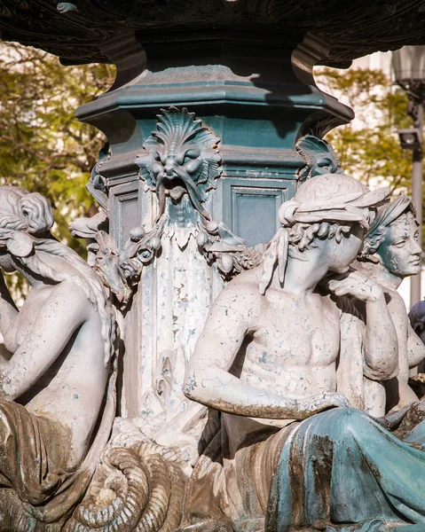 Rossio Square fountain lisbon — Stok Foto