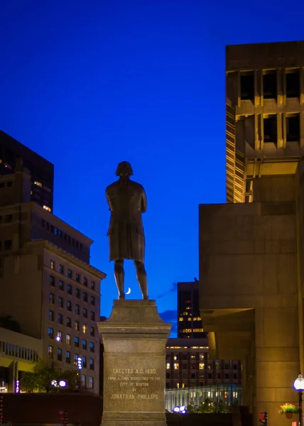 Silhueta Estátua Samuel Adams Boston — Fotografia de Stock
