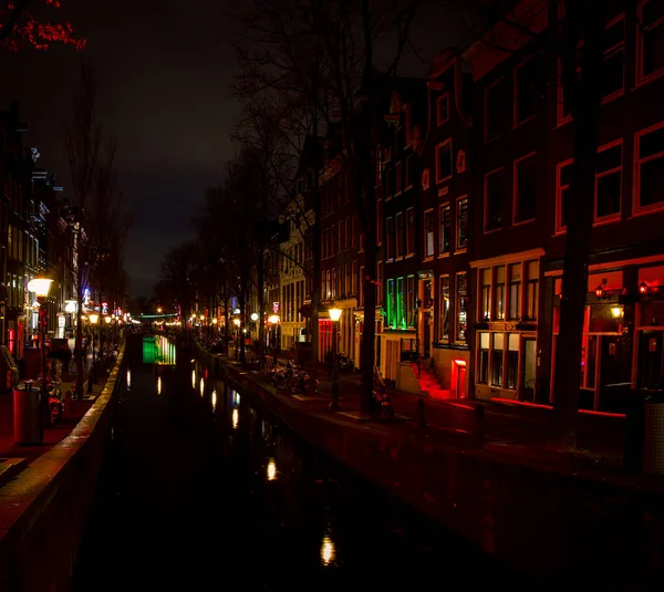 Canale Notte Amsterdam — Foto Stock