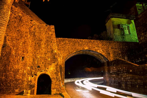 Kamienne Mury Nocy Herceg Novi — Zdjęcie stockowe