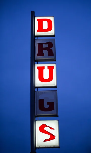Old drugs neon sign — Stock Photo, Image