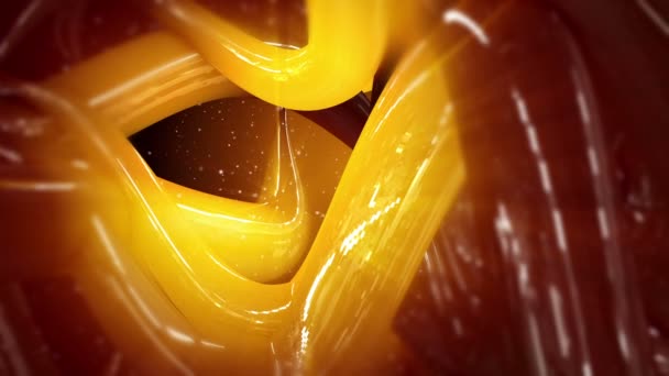 Abstract yellow and orange 3D glossy shapes in motion — Stock Video