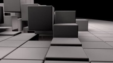 Beyaz gerçekçi 3d küpleri kamera onları takip ederken atlama