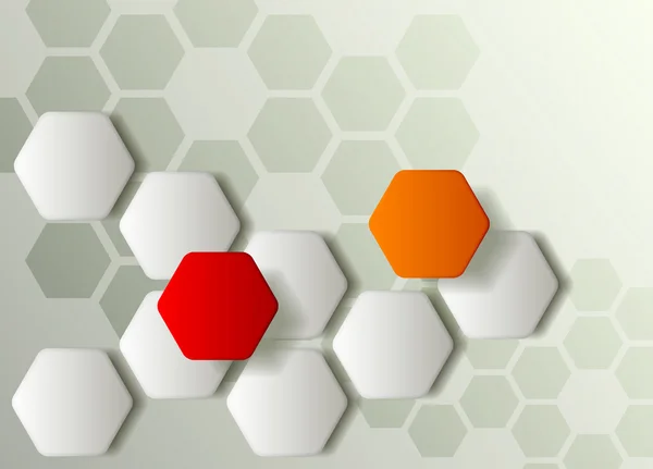 Red and orange vector hexagons technology and communication background — Stock Vector