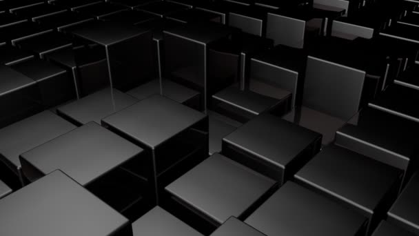 Noir 3d cubes brillants monter et descendre en douceur - clip de fond abstrait — Video