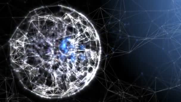 Plexus bol: fantasy abstracte technologie en engineering achtergrond — Stockvideo