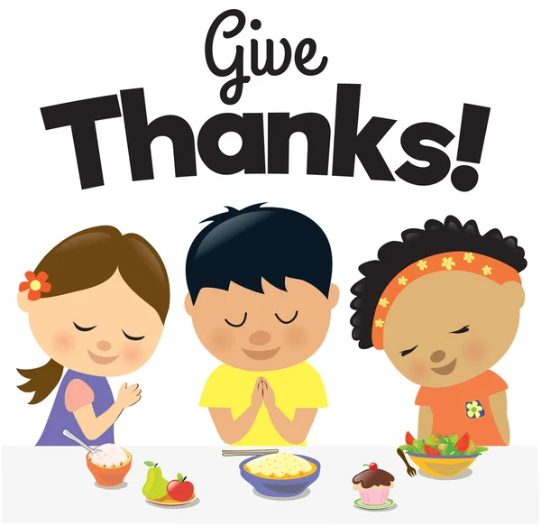 Τα παιδιά να δώσουν ευχαριστίες — Διανυσματικό Αρχείο