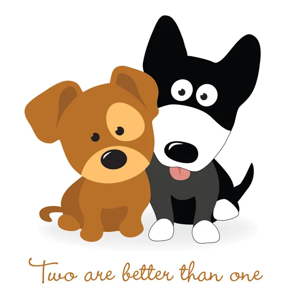 Mejores amigos - dos cachorros — Vector de stock